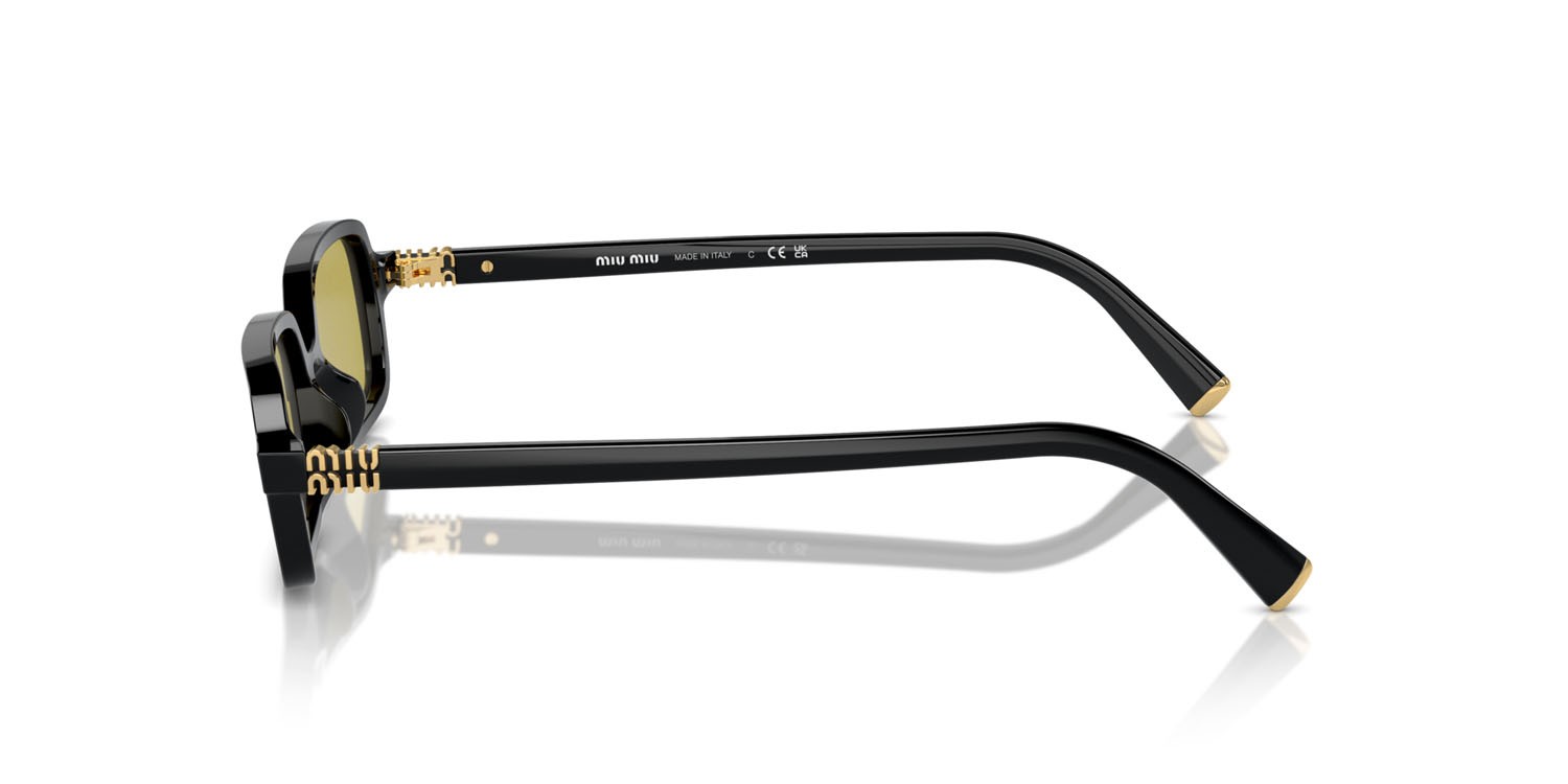 Occhiali da sole Miu Miu MU 11ZS (16K07O) colore nero forma rettangolare lenti verde oliva