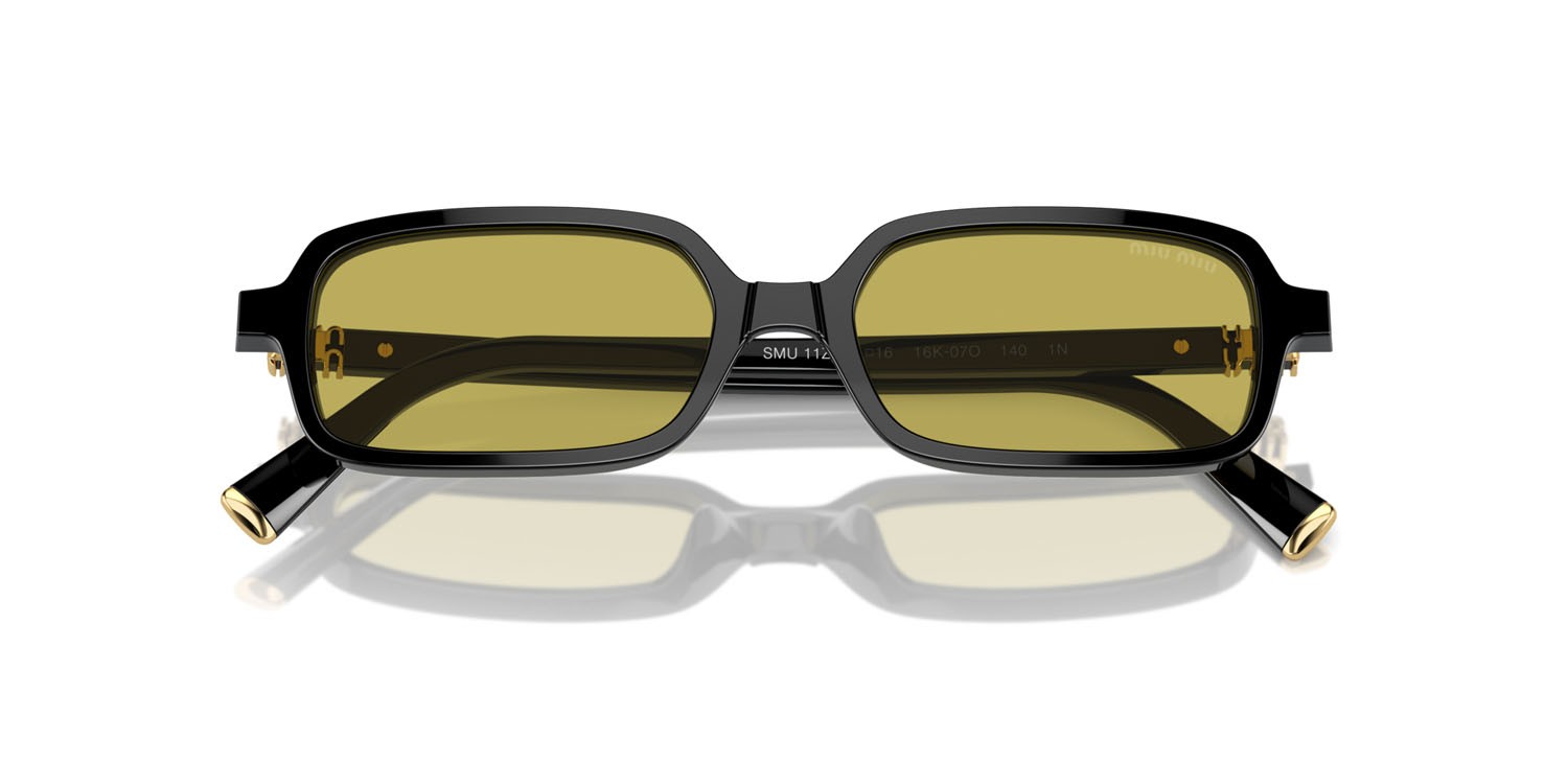 Occhiali da sole Miu Miu MU 11ZS (16K07O) colore nero forma rettangolare lenti verde oliva