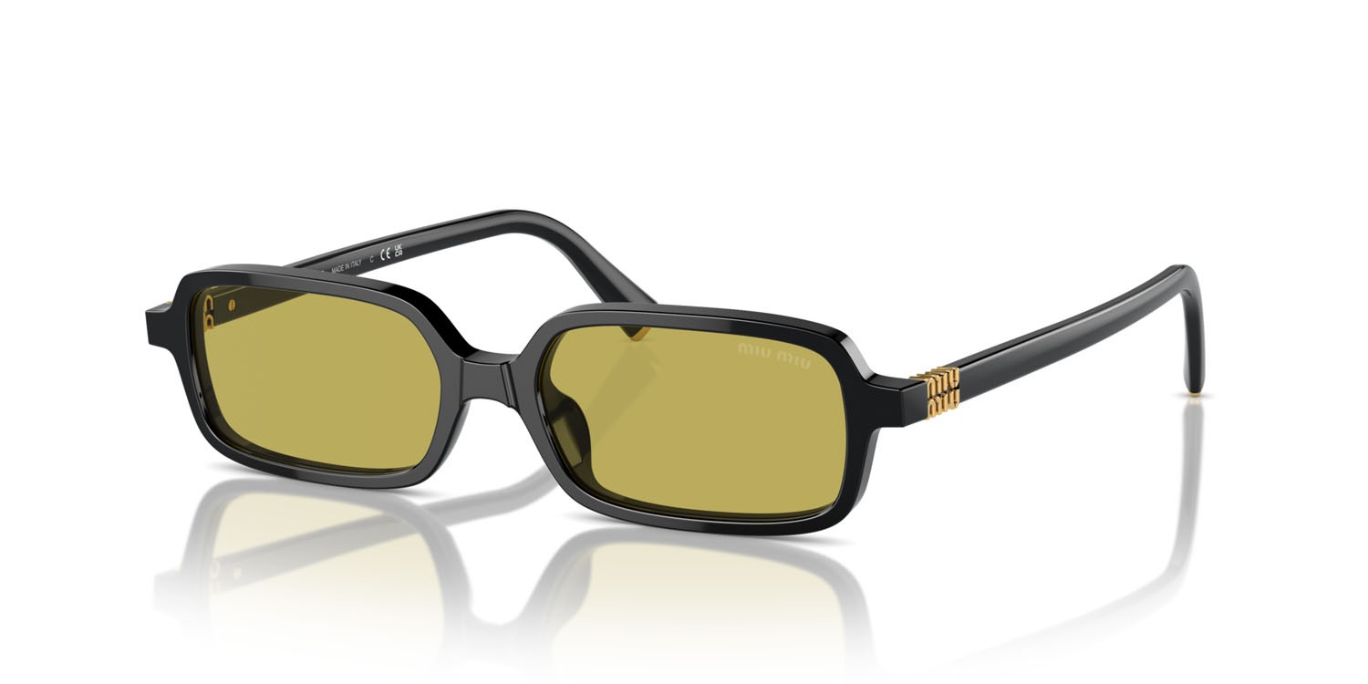 Occhiali da sole Miu Miu MU 11ZS (16K07O) colore nero forma rettangolare lenti verde oliva