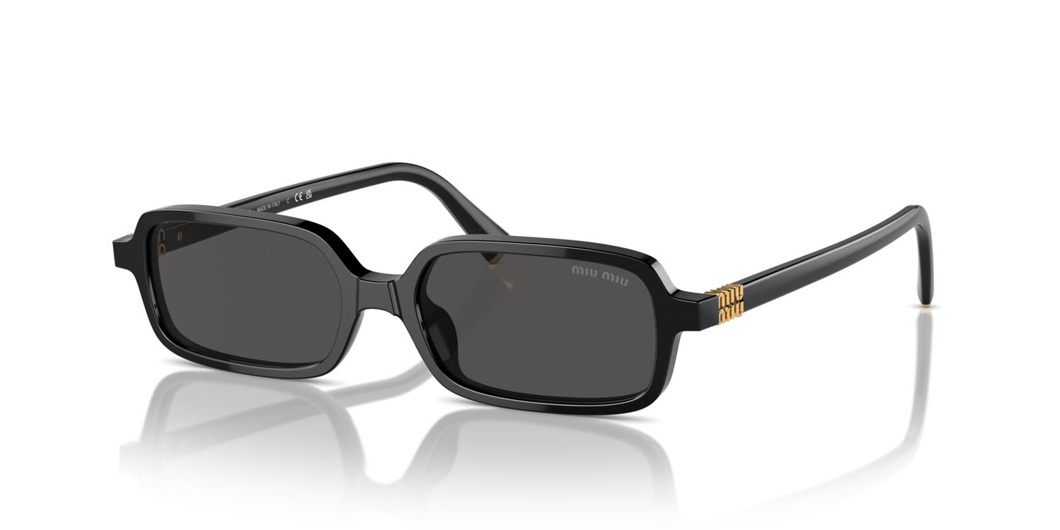 Occhiali da sole Miu Miu MU 11ZS (16K5S0) colore nero forma rettangolare lenti grigio scuro