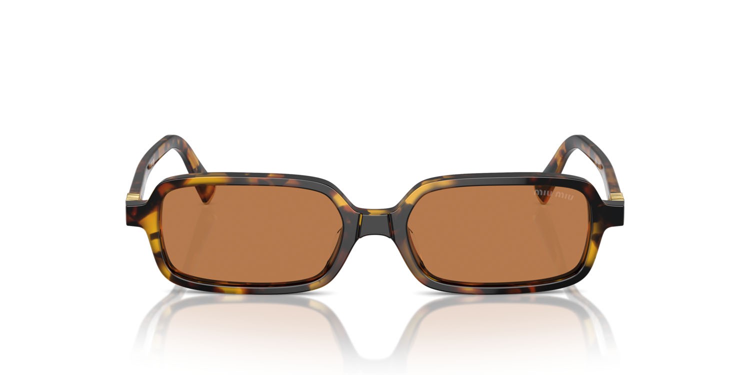 Occhiali da sole Miu Miu MU 11ZS (VAU2Z1) colore havana miele forma rettangolare lenti marrone