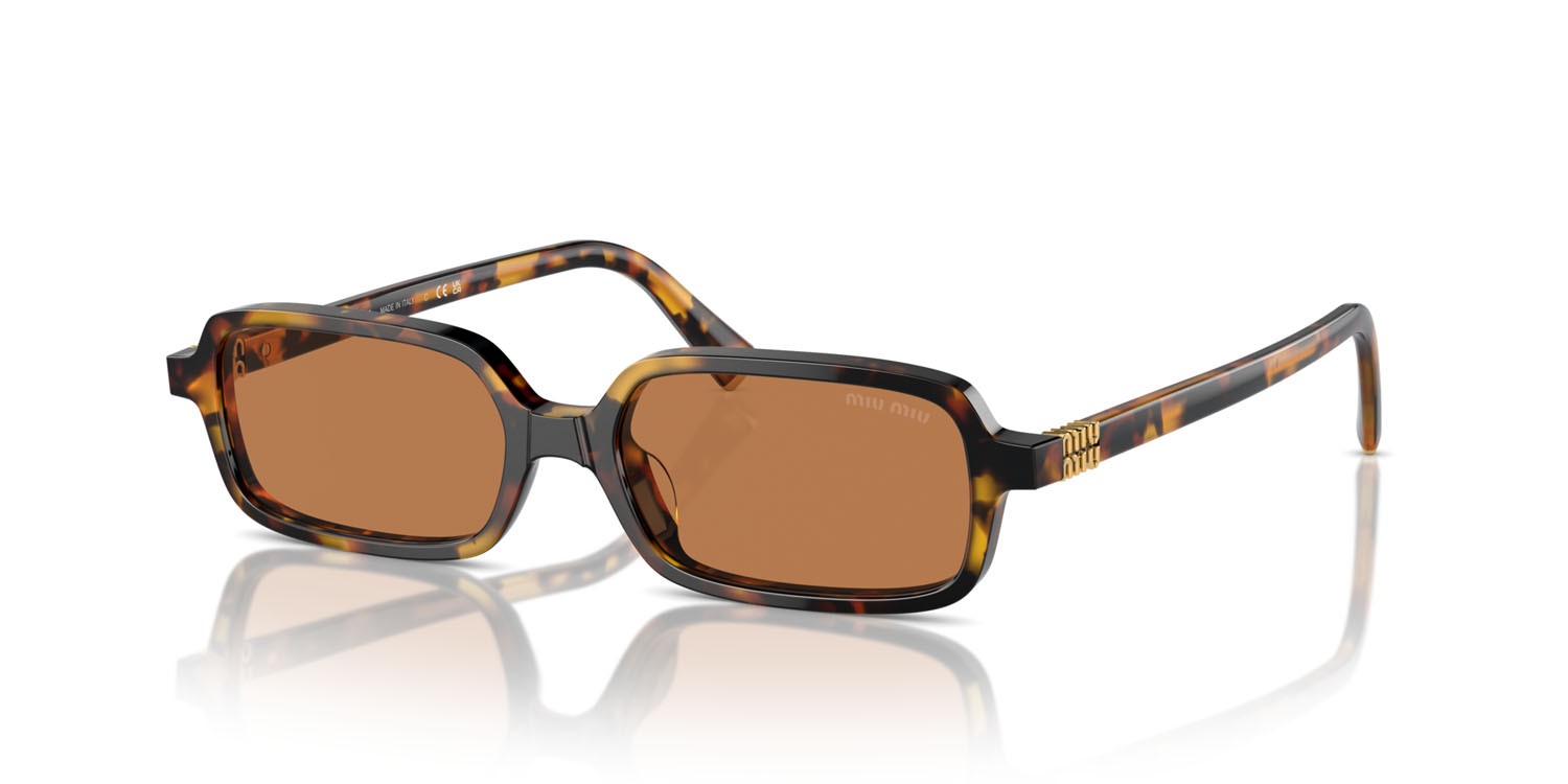 Occhiali da sole Miu Miu MU 11ZS (VAU2Z1) colore havana miele forma rettangolare lenti marrone
