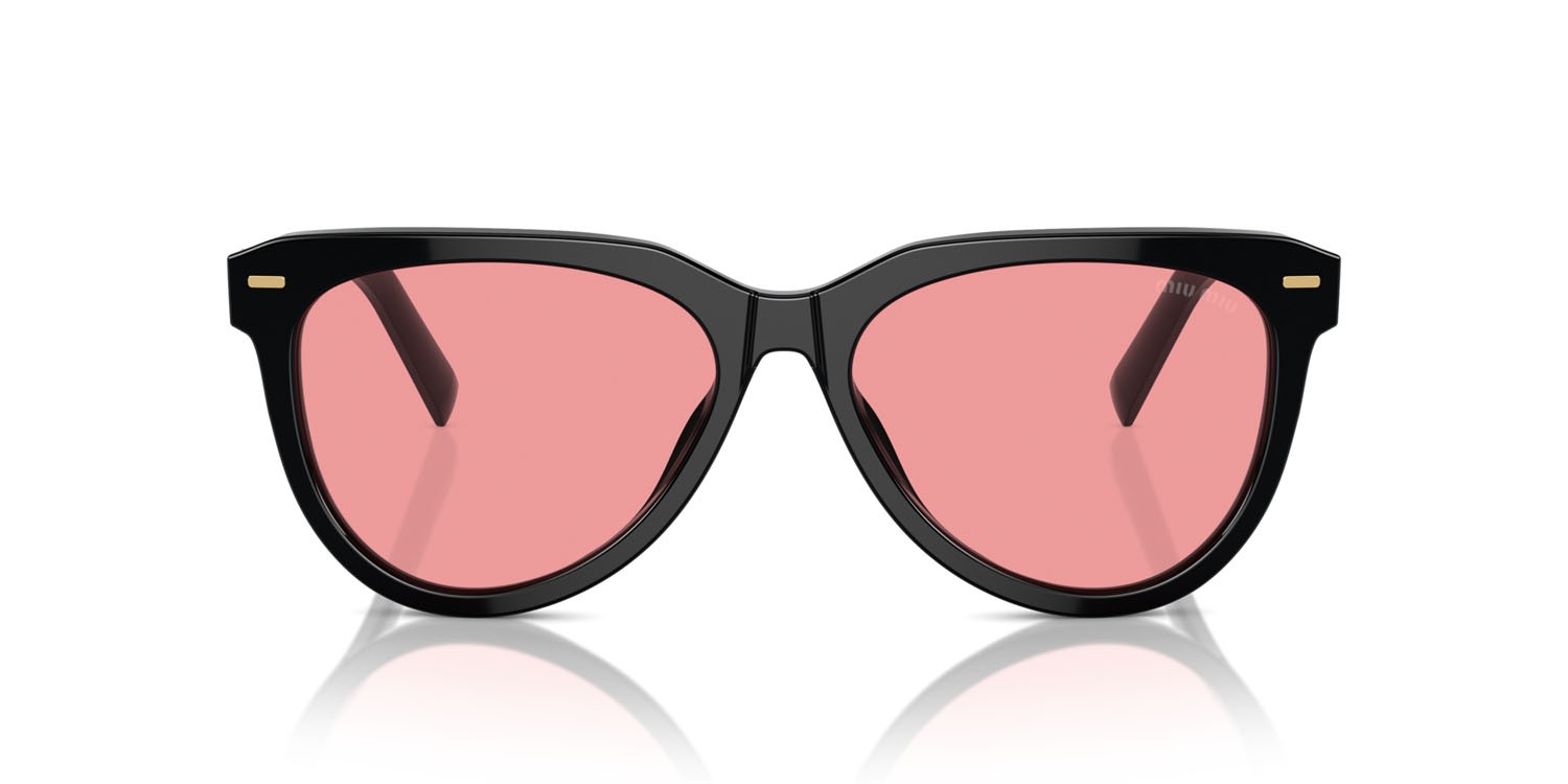 Occhiali da sole Miu Miu MU 12ZS (16K1D0) colore nero forma pantos lenti rosso