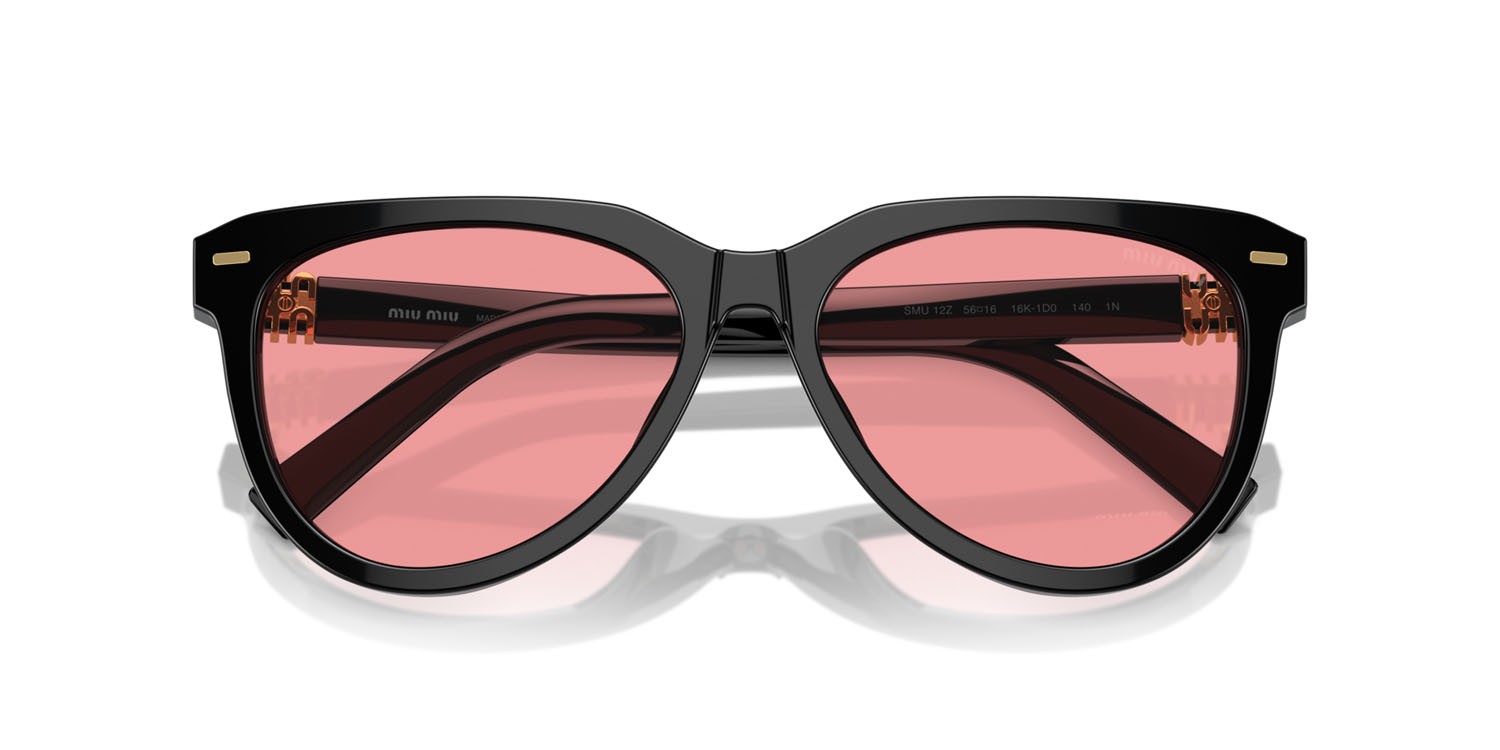 Occhiali da sole Miu Miu MU 12ZS (16K1D0) colore nero forma pantos lenti rosso