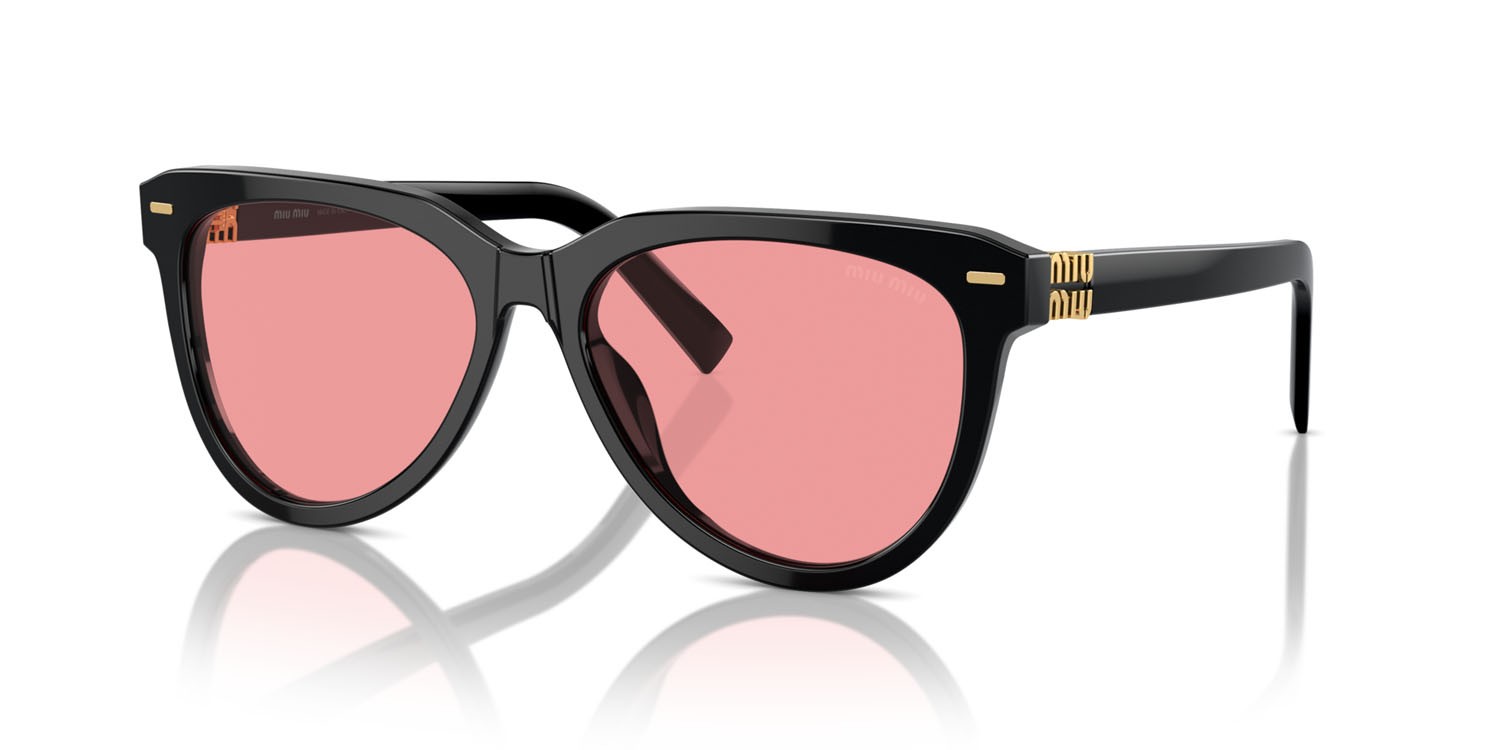 Occhiali da sole Miu Miu MU 12ZS (16K1D0) colore nero forma pantos lenti rosso