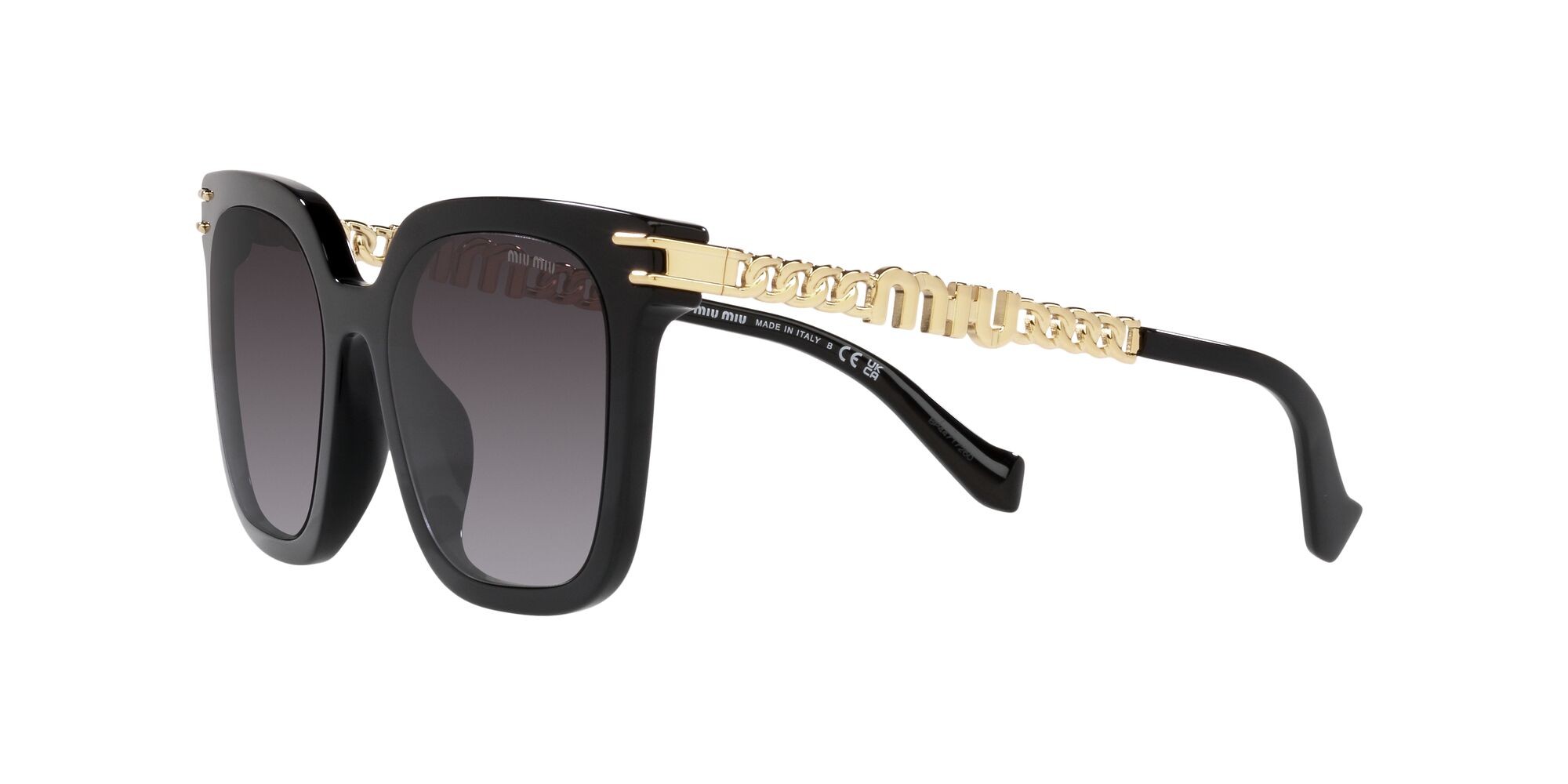 Sonnenbrillen Miu Miu MU 13WS (1AB5D1) farbe nero form quadratisch gläser sfumato grigio