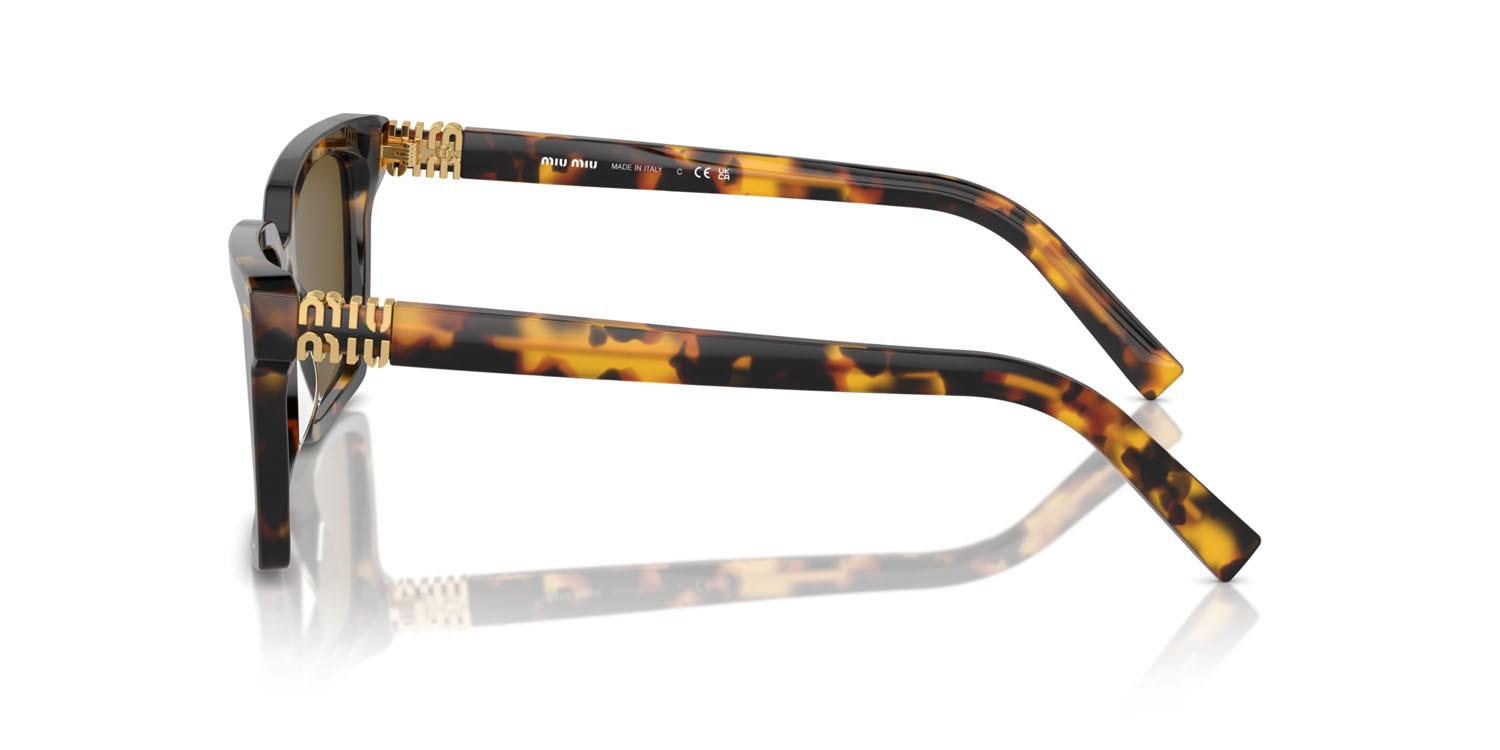 Sunglasses Miu Miu MU 13ZS (VAU01T) color havana miele shape rectangle lenses marrone scuro