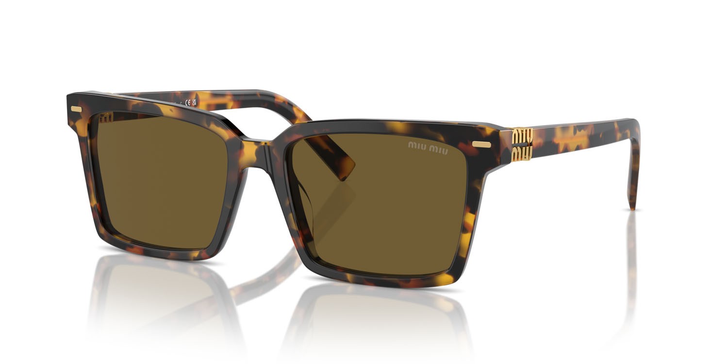 Sunglasses Miu Miu MU 13ZS (VAU01T) color havana miele shape rectangle lenses marrone scuro
