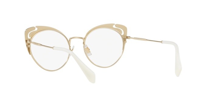 Brillen Miu Miu MU 50RV (1061O1) farbe pale gold/ivory/blue form schmetterling gläser demo lens