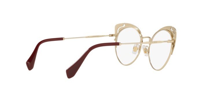 Brillen Miu Miu MU 50RV (HB51O1) farbe pale gold/garnet/blue form schmetterling gläser demo lens