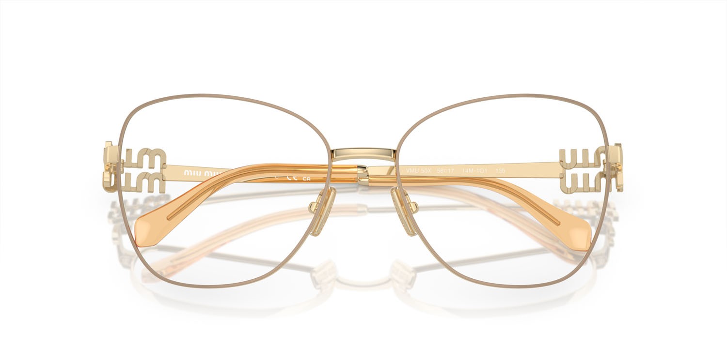 Eyeglasses Miu Miu MU 50XV (14M1O1) color beige shape aviator lenses lente demo