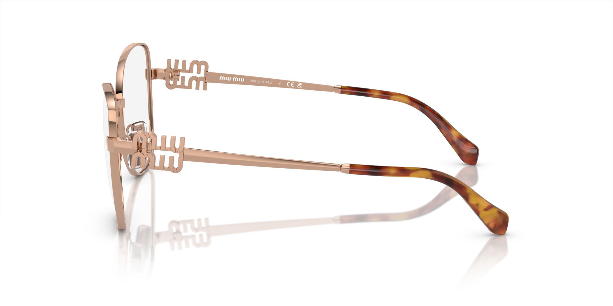 Eyeglasses Miu Miu MU 50XV (ZVF1O1) color oro rosé shape aviator lenses lente demo