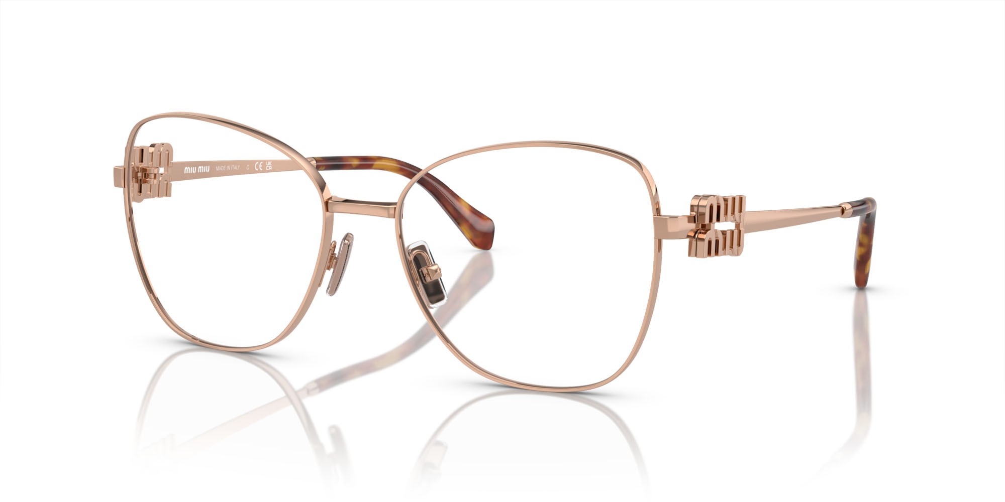 Eyeglasses Miu Miu MU 50XV (ZVF1O1) color oro rosé shape aviator lenses lente demo