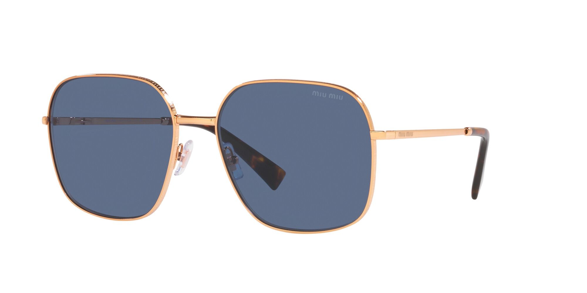 Sonnenbrillen Miu Miu MU 50YS (ZVF1V1) farbe rose gold form quadratisch gläser blu scuro