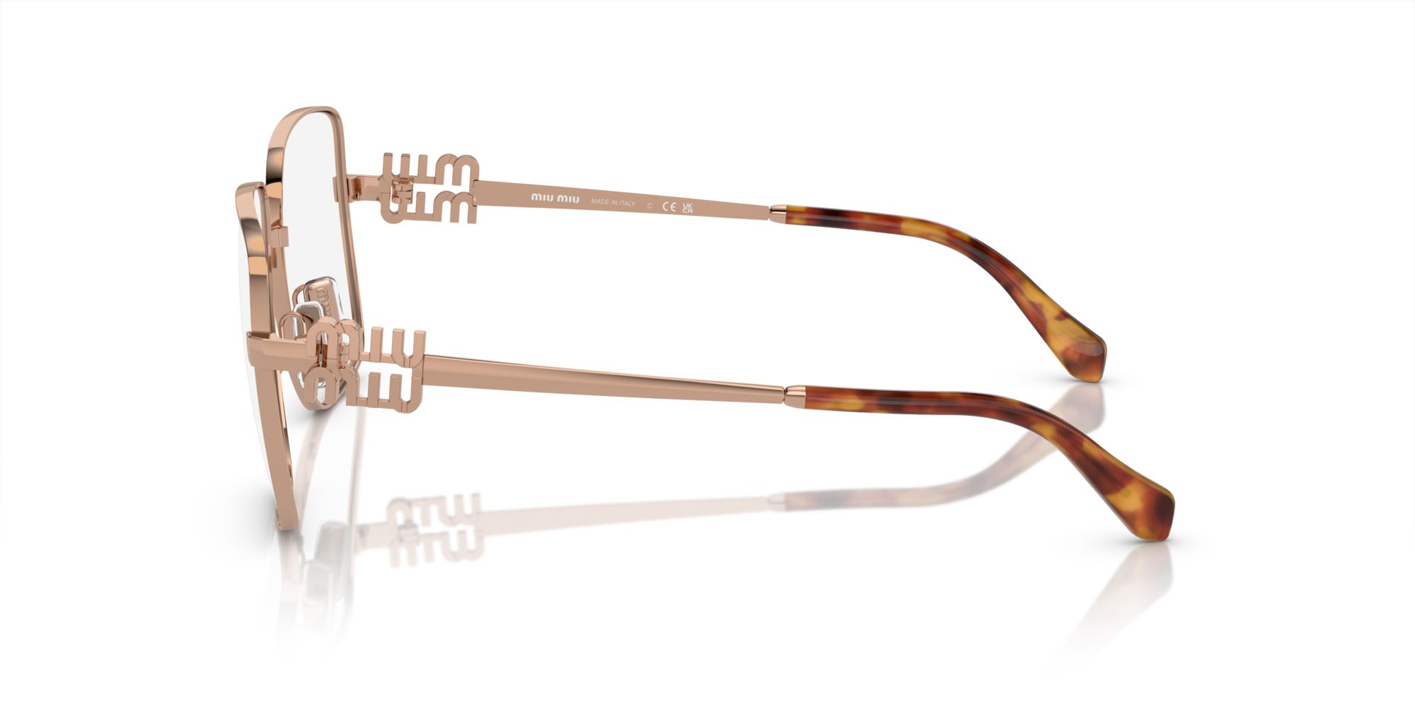 Brillen Miu Miu MU 51XV (ZVF1O1) farbe oro rosé form quadratisch gläser lente demo