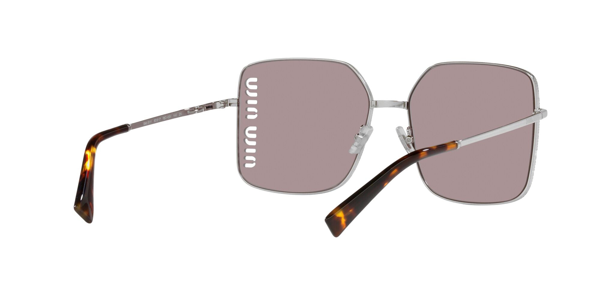 Sonnenbrillen Miu Miu MU 51YS (1BC03V) farbe argento form quadratisch gläser violetto a specchio/flash argento