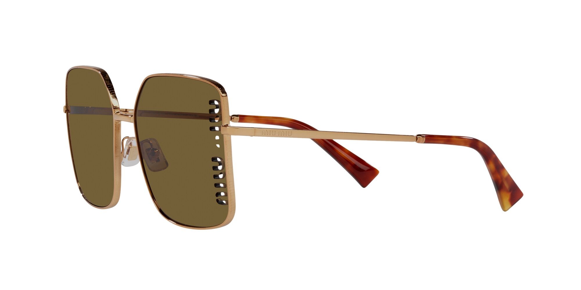 Sonnenbrillen Miu Miu MU 51YS (7OE01T) farbe oro antico form quadratisch gläser marrone scuro