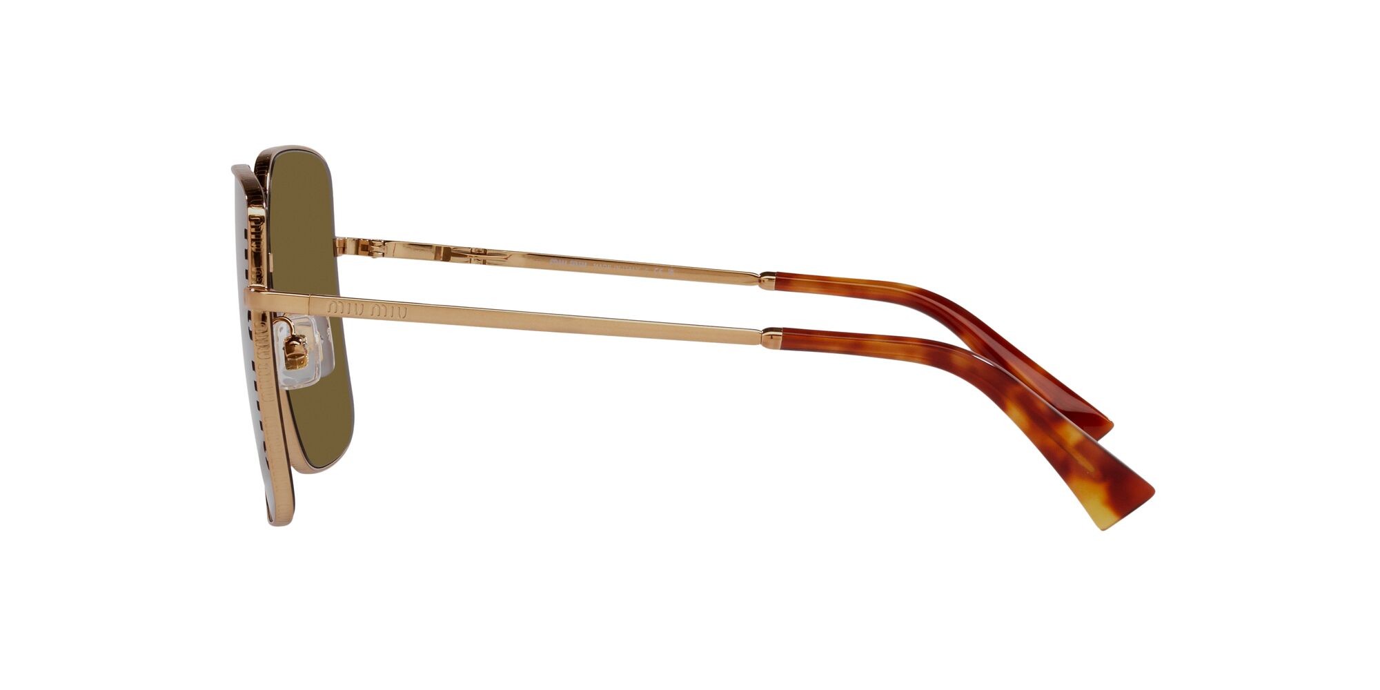 Sonnenbrillen Miu Miu MU 51YS (7OE01T) farbe oro antico form quadratisch gläser marrone scuro