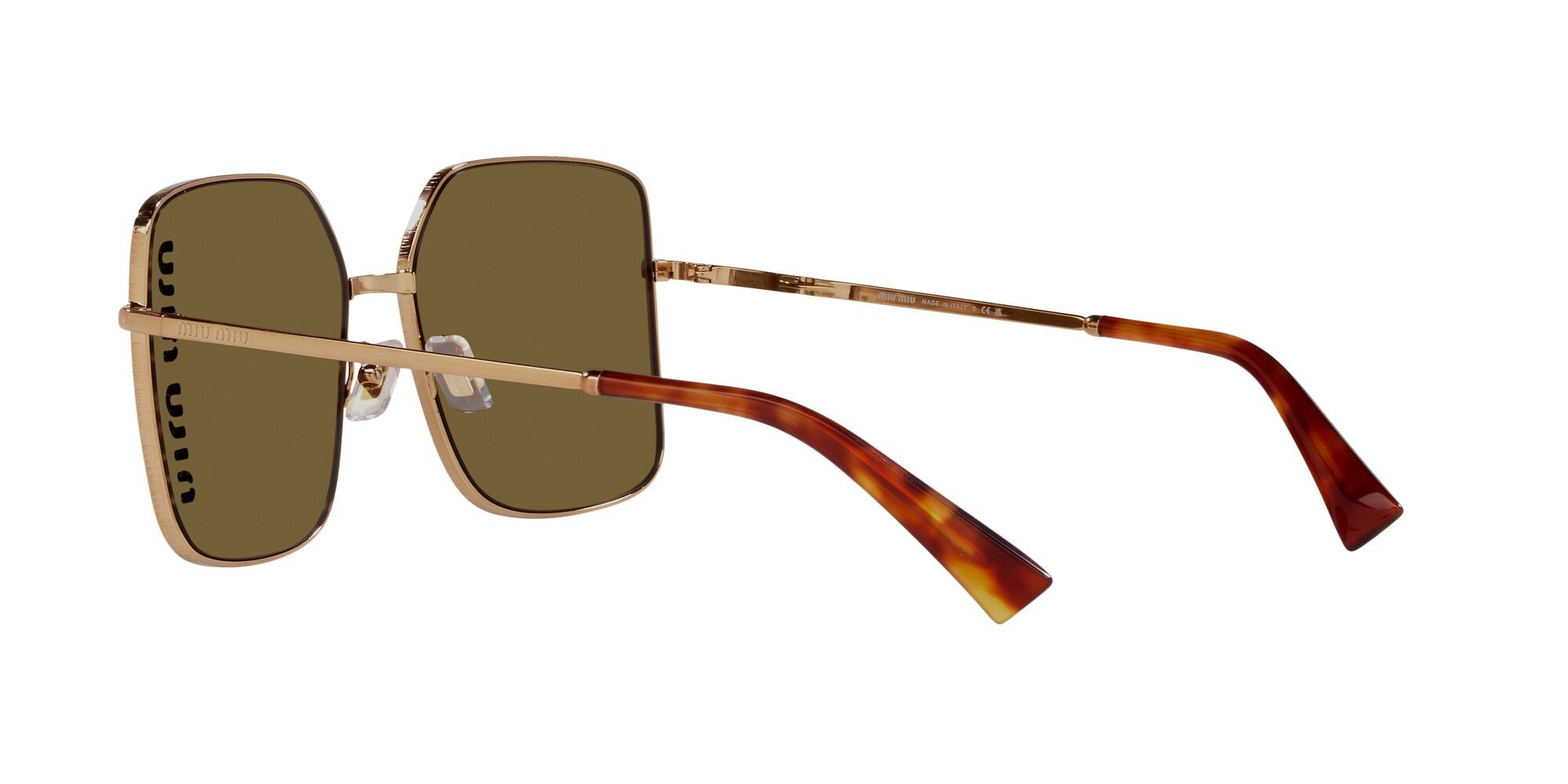 Sonnenbrillen Miu Miu MU 51YS (7OE01T) farbe oro antico form quadratisch gläser marrone scuro