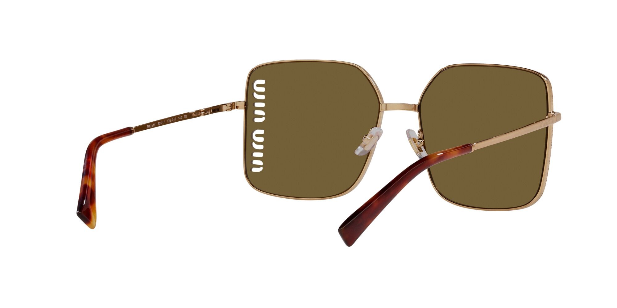 Sonnenbrillen Miu Miu MU 51YS (7OE01T) farbe oro antico form quadratisch gläser marrone scuro