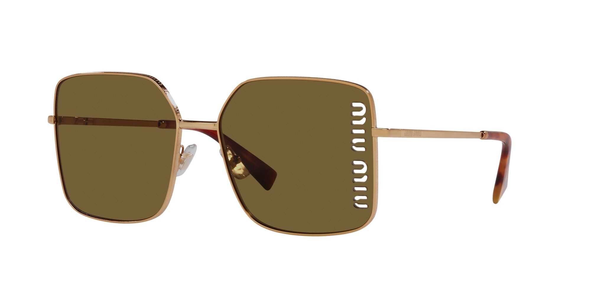 Sonnenbrillen Miu Miu MU 51YS (7OE01T) farbe oro antico form quadratisch gläser marrone scuro