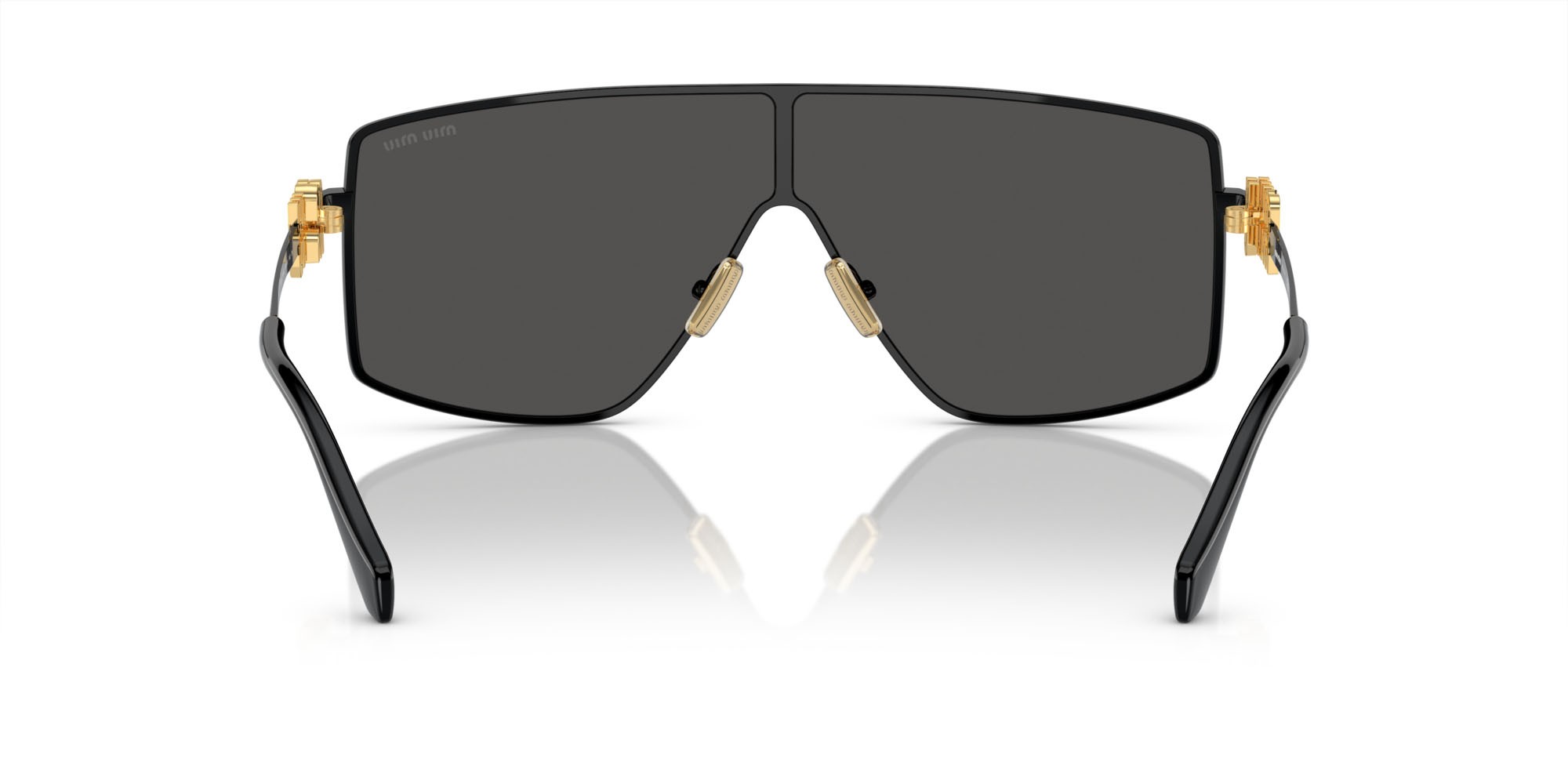 Sunglasses Miu Miu MU 51ZS (1AB5S0) color nero shape irregular lenses grigio scuro