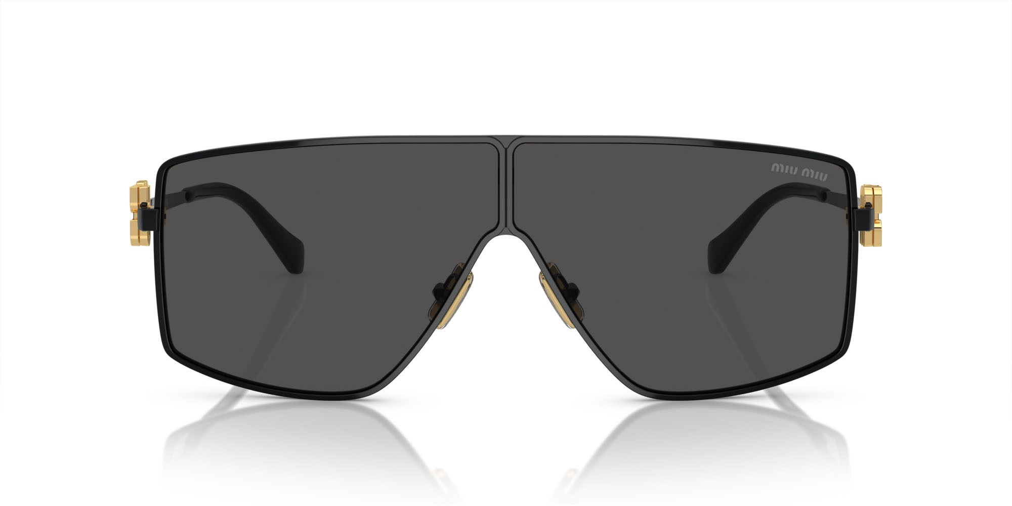 Sunglasses Miu Miu MU 51ZS (1AB5S0) color nero shape irregular lenses grigio scuro