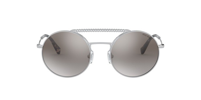 Occhiali da sole Miu Miu MU 52VS (1BC5O0) colore silver forma rotondo lenti gradient grey mirror silver