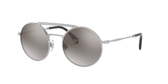 Occhiali da sole Miu Miu MU 52VS (1BC5O0) colore silver forma rotondo lenti gradient grey mirror silver