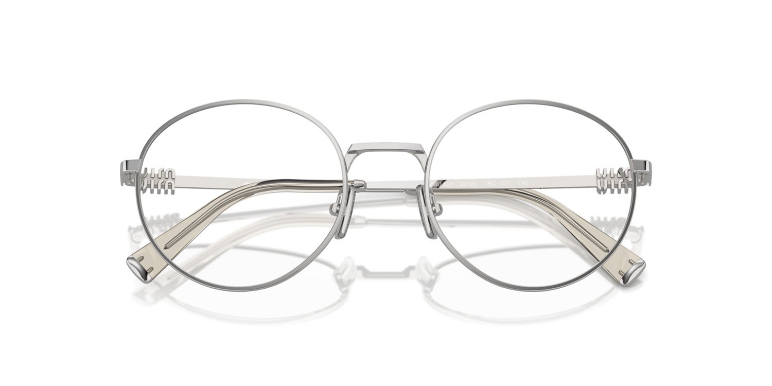 Eyeglasses Miu Miu MU 52XV (1BC1O1) color argento shape round lenses lente demo