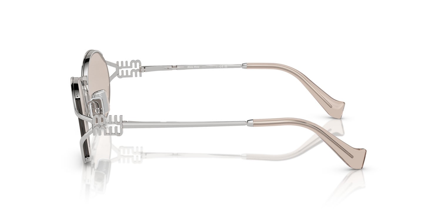 Occhiali da sole Miu Miu MU 52YS (1BC10F) colore argento forma ovale lenti oro pallido