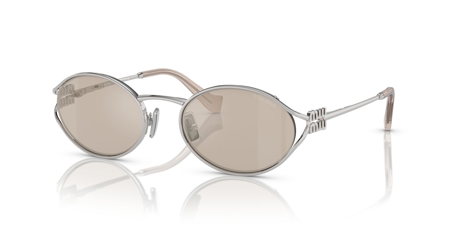 Occhiali da sole Miu Miu MU 52YS (1BC10F) colore argento forma ovale lenti oro pallido