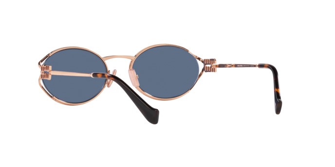 Occhiali da sole Miu Miu MU 52YS (ZVF1V1) colore oro rosa forma ovale lenti blu scuro