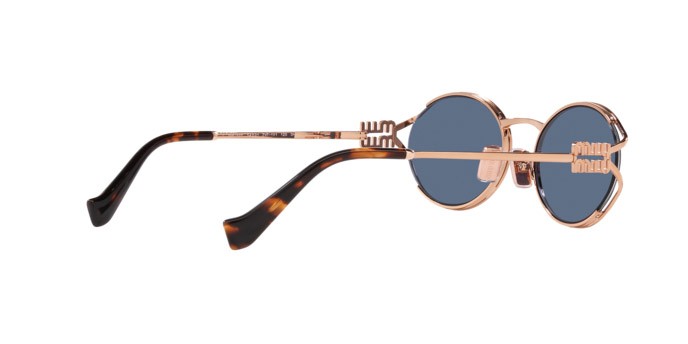 Occhiali da sole Miu Miu MU 52YS (ZVF1V1) colore oro rosa forma ovale lenti blu scuro