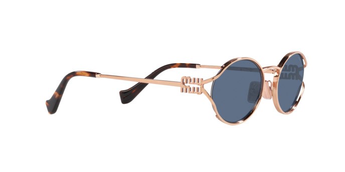 Occhiali da sole Miu Miu MU 52YS (ZVF1V1) colore oro rosa forma ovale lenti blu scuro