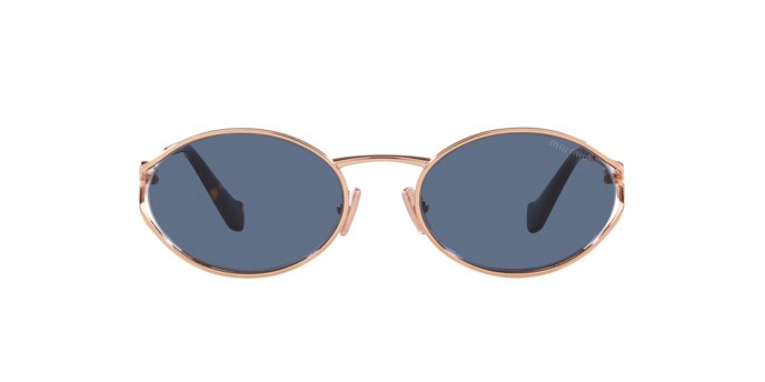 Occhiali da sole Miu Miu MU 52YS (ZVF1V1) colore oro rosa forma ovale lenti blu scuro