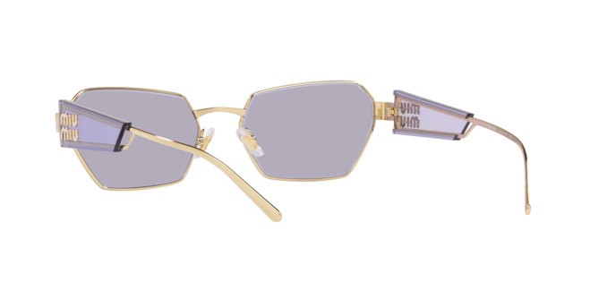 Sonnenbrillen Miu Miu MU 53WS (ZVN05S) farbe pale gold form unregelmäßig gläser violet