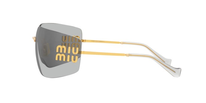 Occhiali da sole Miu Miu MU 54YS (5AK30B) colore oro forma irregolare lenti grigio chiaro