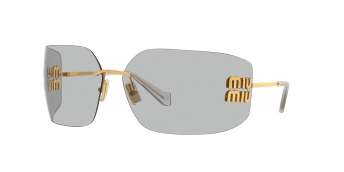 Occhiali da sole Miu Miu MU 54YS (5AK30B) colore oro forma irregolare lenti grigio chiaro