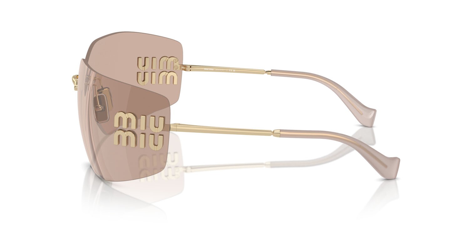 Sunglasses Miu Miu MU 54YS (ZVN20F) color oro pallido shape irregular lenses specchiata rosa
