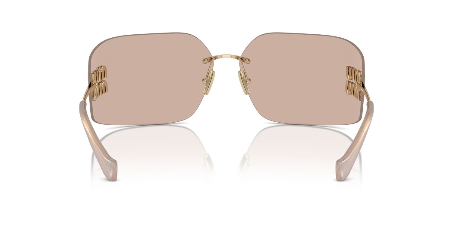 Sunglasses Miu Miu MU 54YS (ZVN20F) color oro pallido shape irregular lenses specchiata rosa