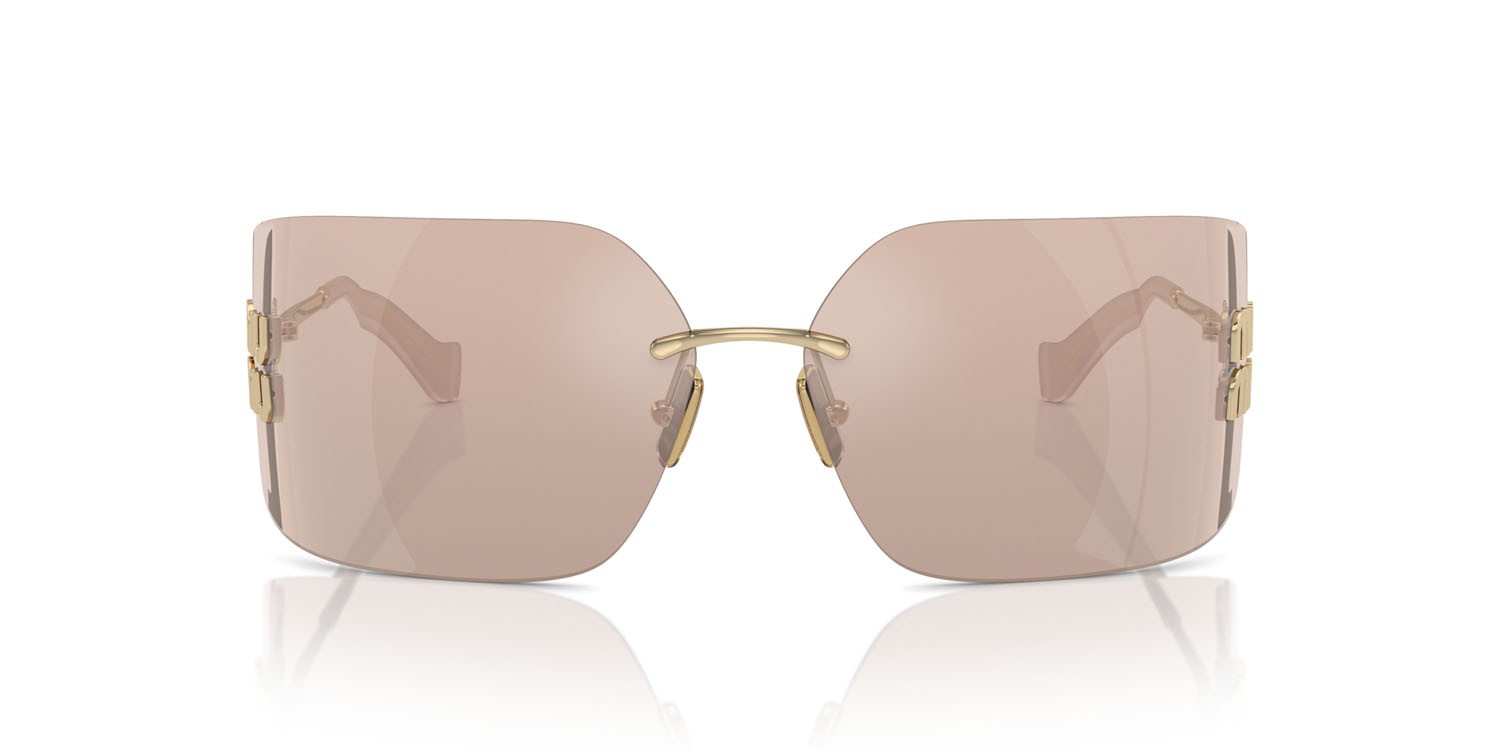 Sunglasses Miu Miu MU 54YS (ZVN20F) color oro pallido shape irregular lenses specchiata rosa