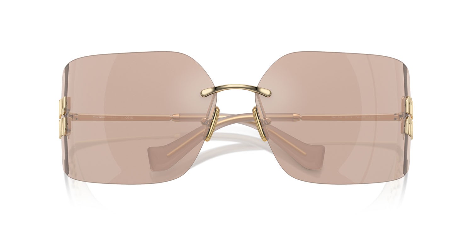 Sunglasses Miu Miu MU 54YS (ZVN20F) color oro pallido shape irregular lenses specchiata rosa