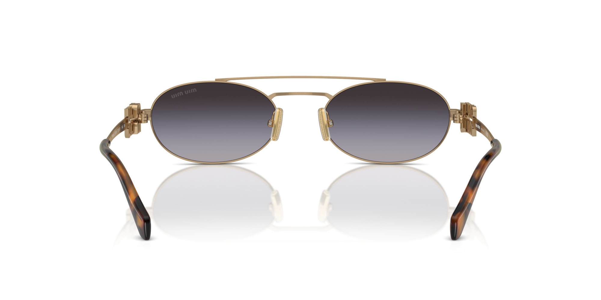Occhiali da sole Miu Miu MU 54ZS (7OE5D1) colore oro antico forma ovale lenti sfumato grigio