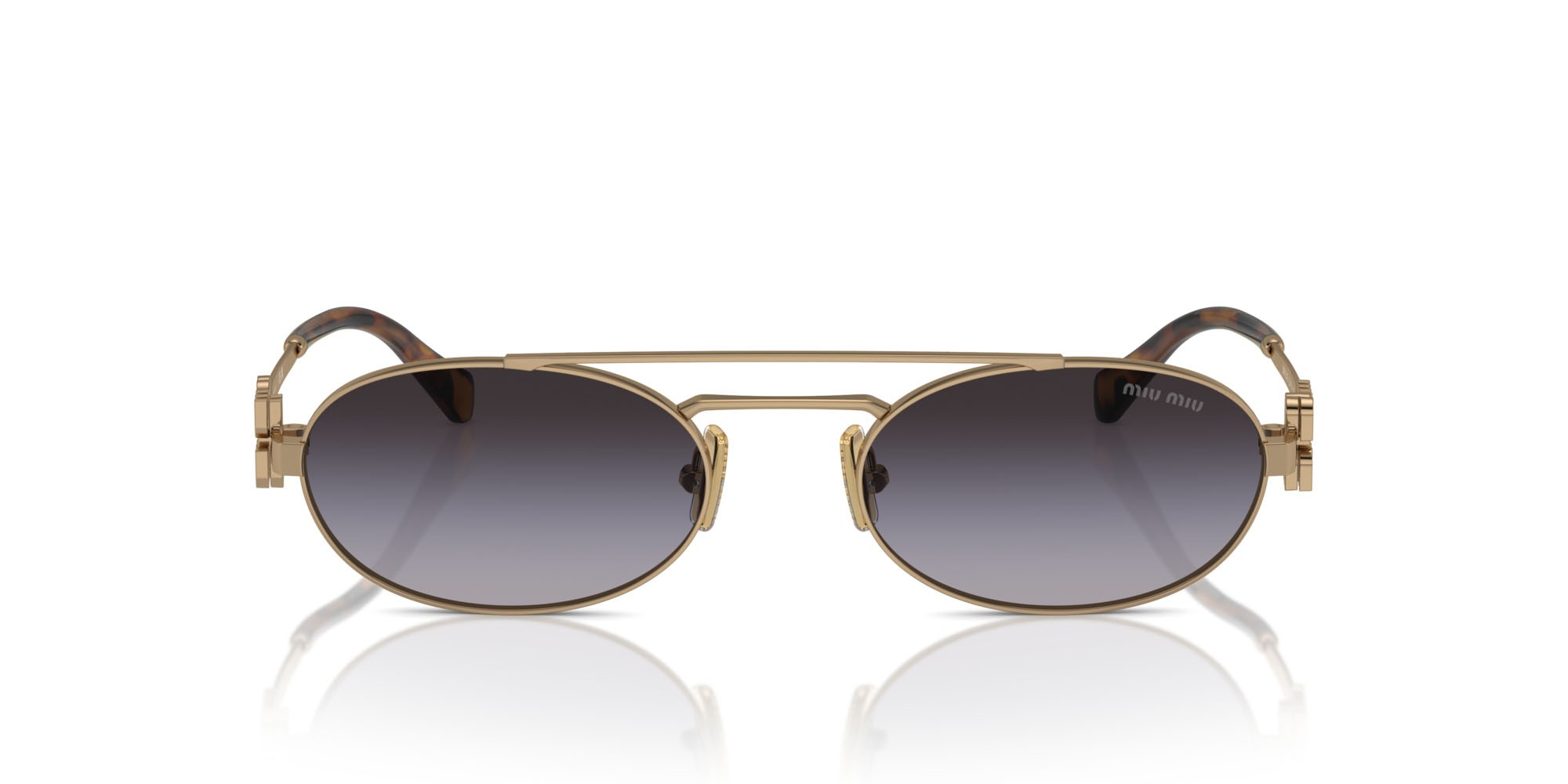 Occhiali da sole Miu Miu MU 54ZS (7OE5D1) colore oro antico forma ovale lenti sfumato grigio