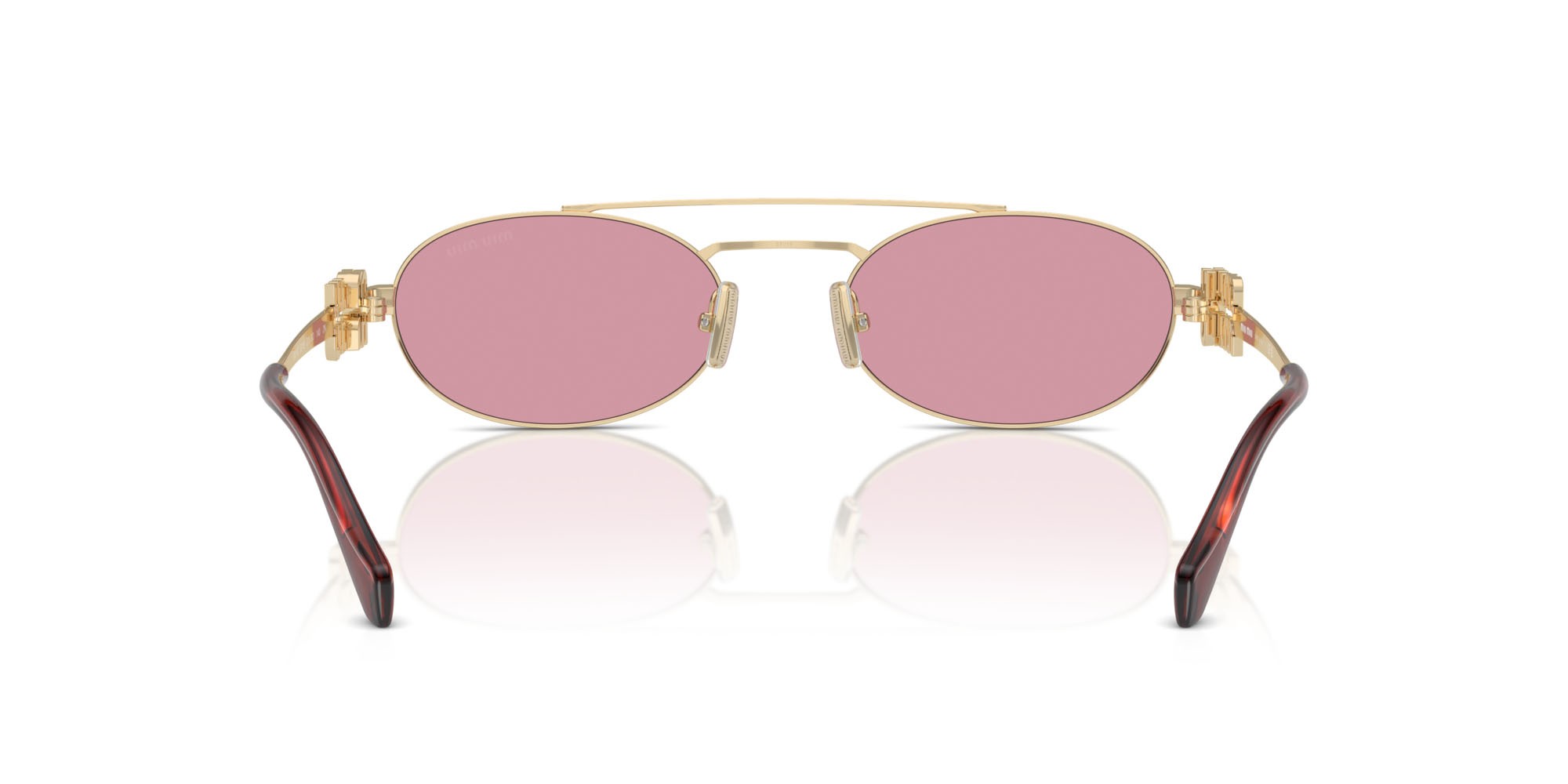 Occhiali da sole Miu Miu MU 54ZS (ZVN50D) colore oro pallido forma ovale lenti rosa scuro argento