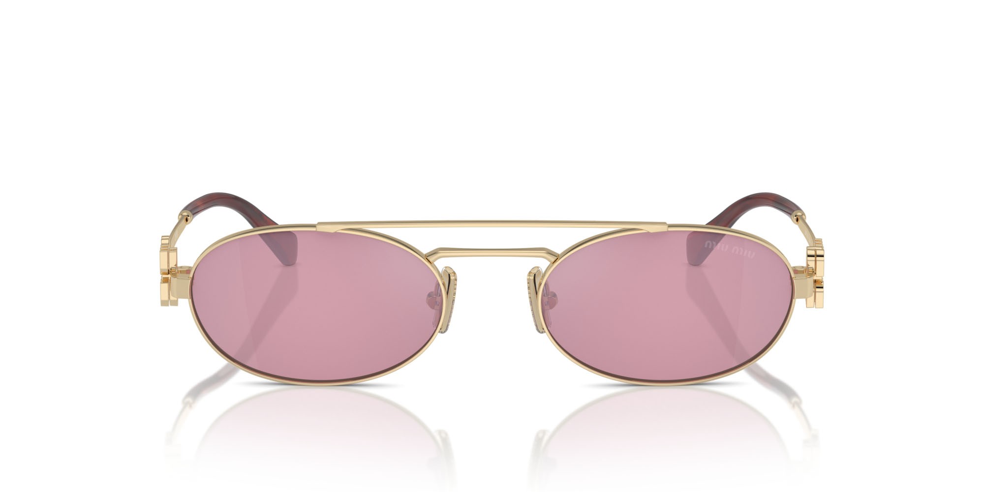 Occhiali da sole Miu Miu MU 54ZS (ZVN50D) colore oro pallido forma ovale lenti rosa scuro argento