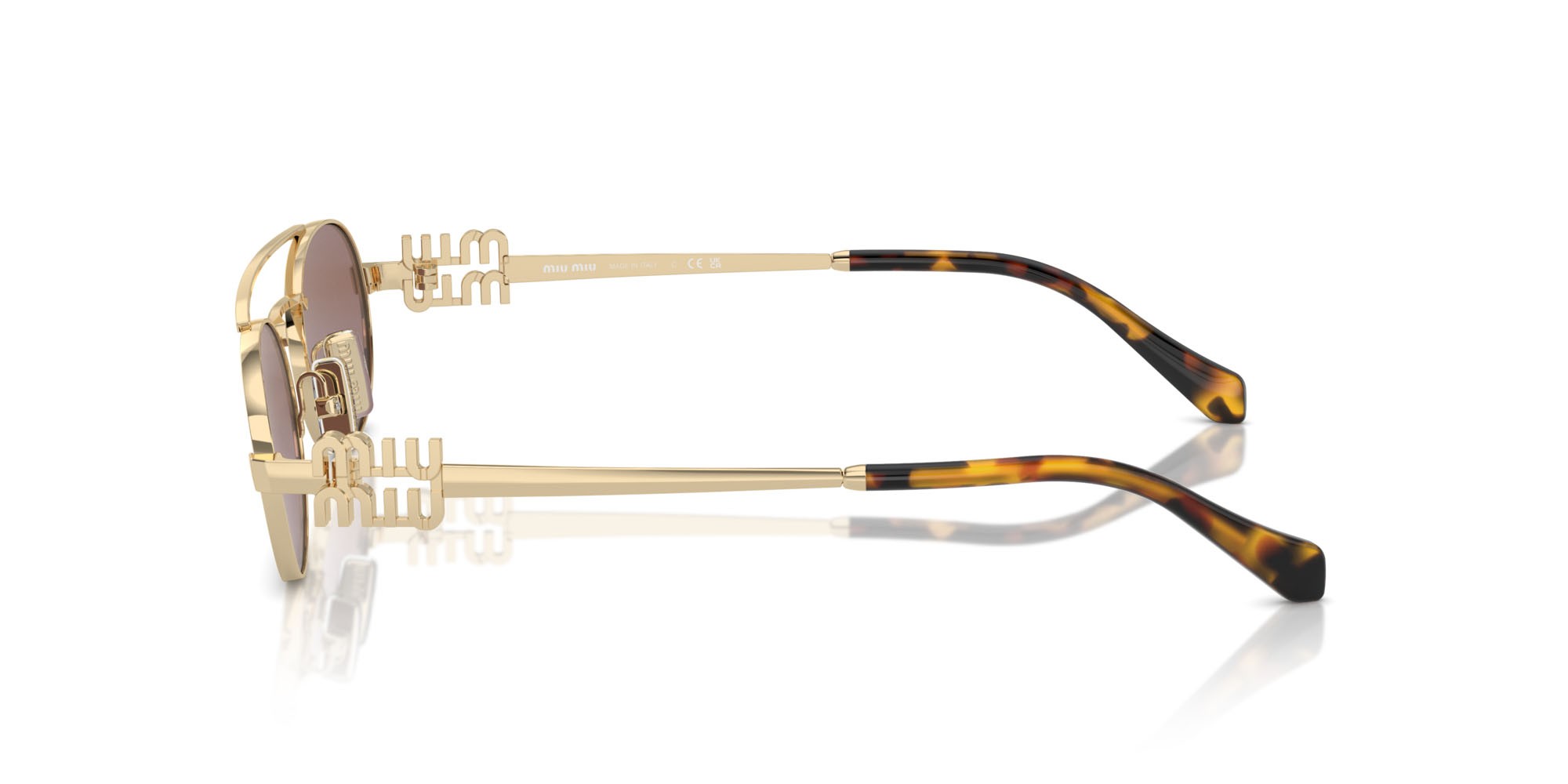 Occhiali da sole Miu Miu MU 54ZS (ZVN70D) colore oro pallido forma ovale lenti marrone/argento