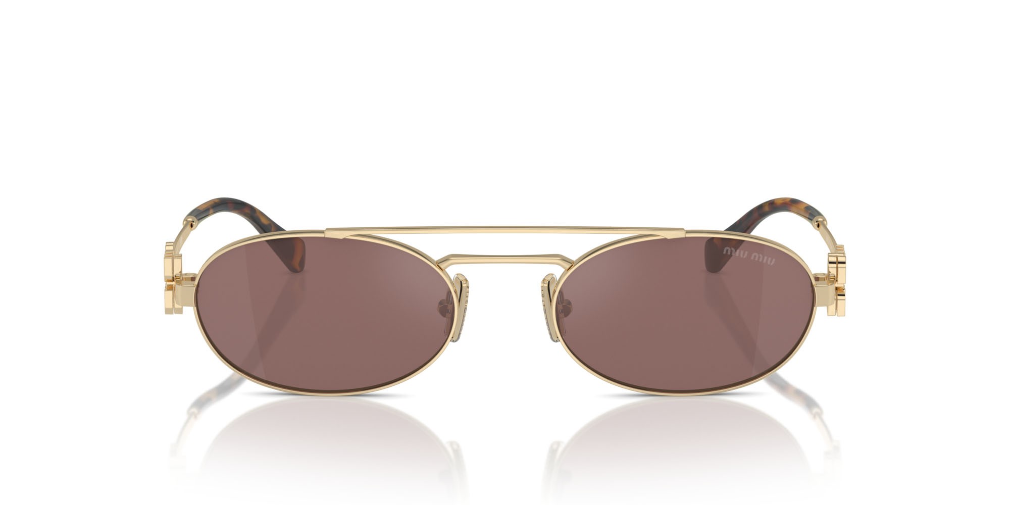 Occhiali da sole Miu Miu MU 54ZS (ZVN70D) colore oro pallido forma ovale lenti marrone/argento
