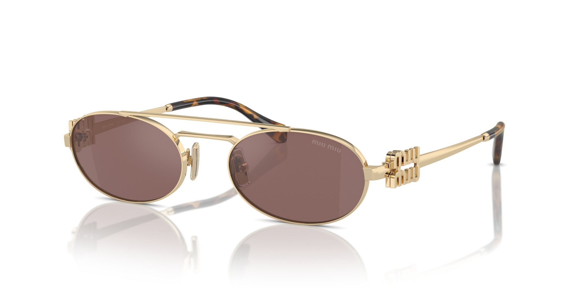 Occhiali da sole Miu Miu MU 54ZS (ZVN70D) colore oro pallido forma ovale lenti marrone/argento